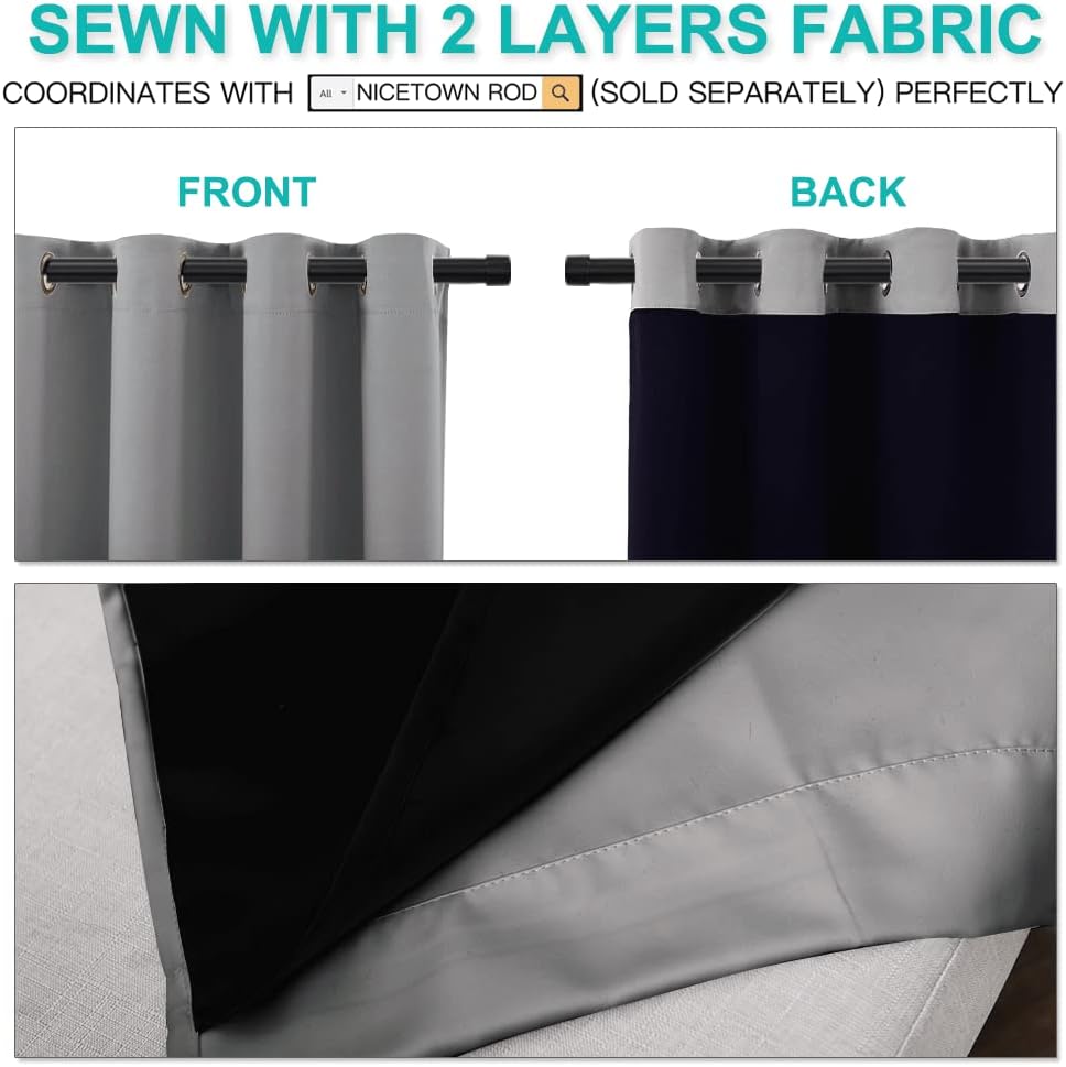 White 100% Blackout Thermal Insulated Window Drapes (Pair)