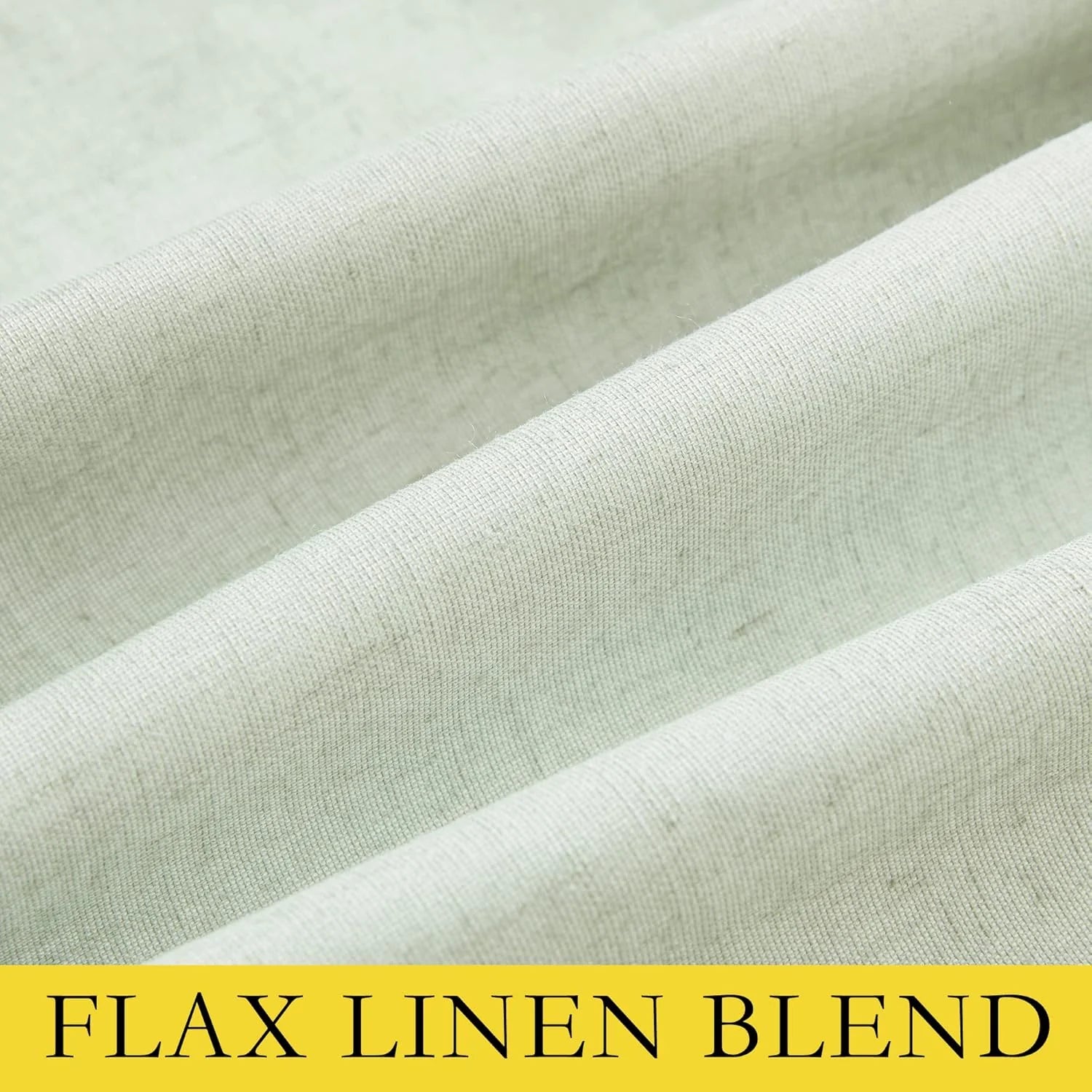 Close-up of soft ivory flax linen blend fabric with a subtle woven texture