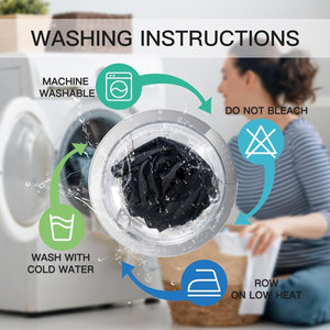 Product washing instructions: machine washable, wash with cold water, do not bleach, iron on low heat.