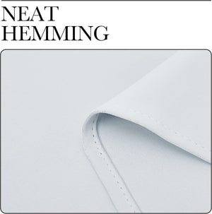 Close-up of light gray fabric showing neat, uniform hemming with visible, precise stitching.