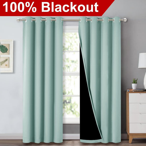 White 100% Blackout Thermal Insulated Window Drapes (Pair)