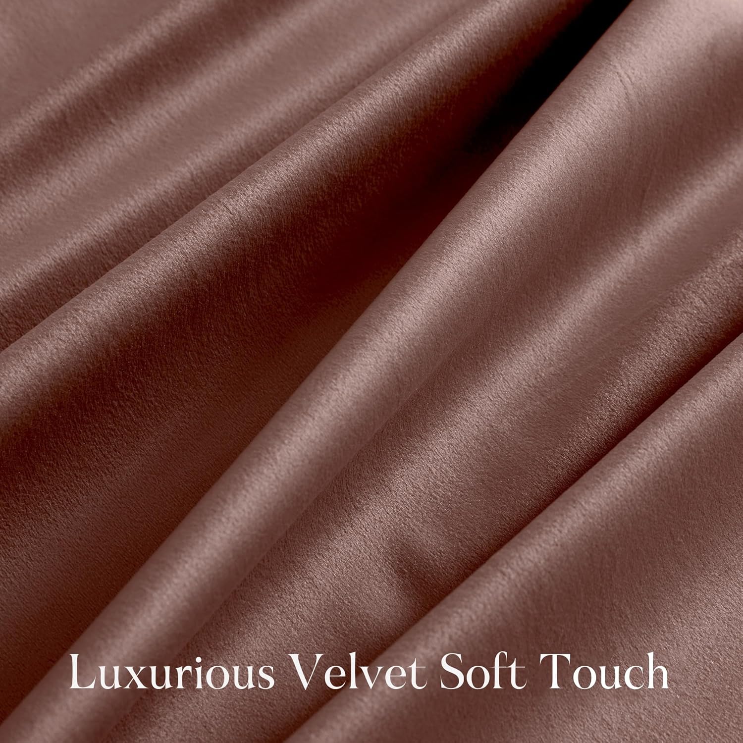 Close-up of a luxurious mocha brown velvet fabric swatch, showcasing its soft, plush texture and elegant folds.