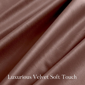 Close-up of a luxurious mocha brown velvet fabric swatch, showcasing its soft, plush texture and elegant folds.