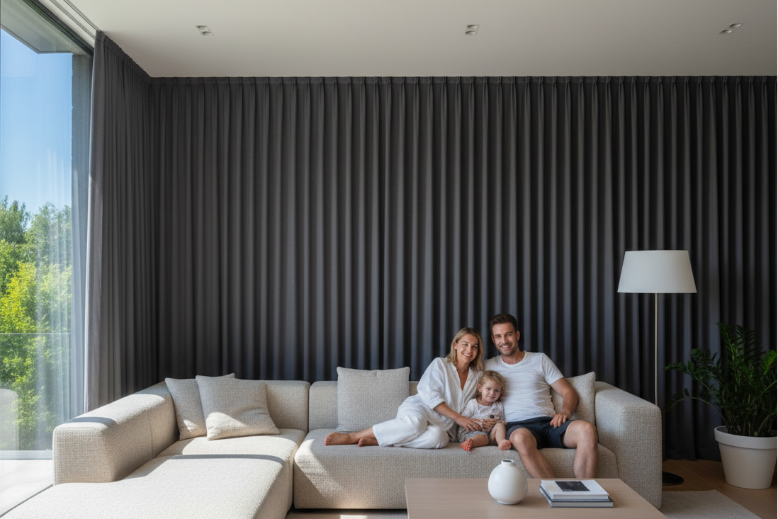 Natural Contrast Blackout Curtains Family Banner