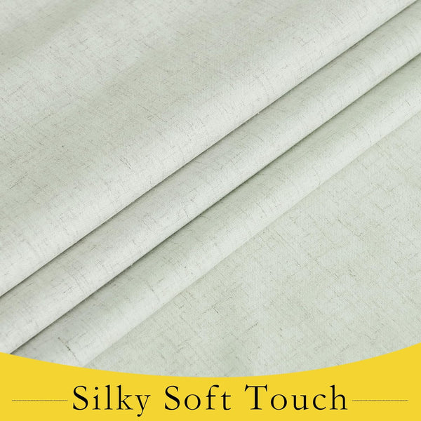 Pale green textured fabric with a soft, silky touch, shown draped in smooth folds.