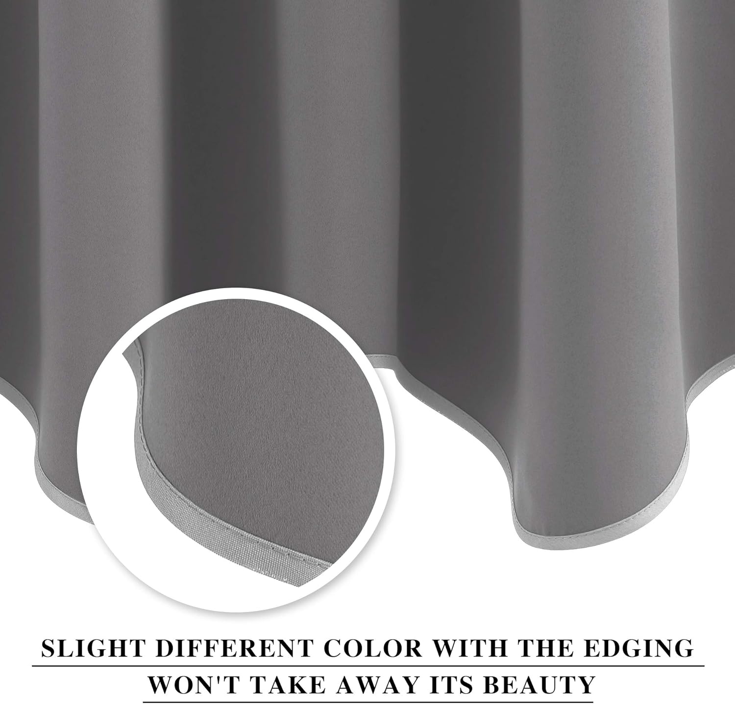 Smooth dark gray textile with a lighter gray woven edge, highlighting the quality finish.