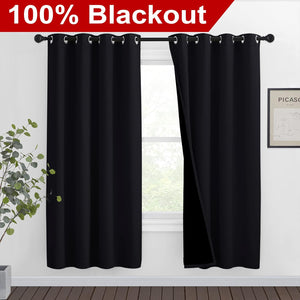 White 100% Blackout Thermal Insulated Window Drapes (Pair)
