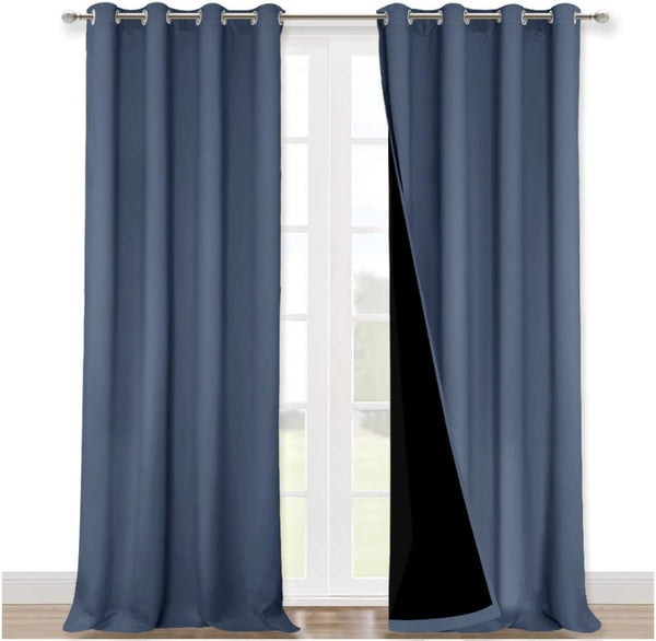 White 100% Blackout Thermal Insulated Window Drapes (Pair)
