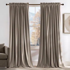 Velvet Blackout Curtains Thermal Insulated Soundproof Panels (Pair)