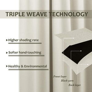 Visual of triple weave fabric technology, layers of front, black yarn, back, for higher shading and soft feel.