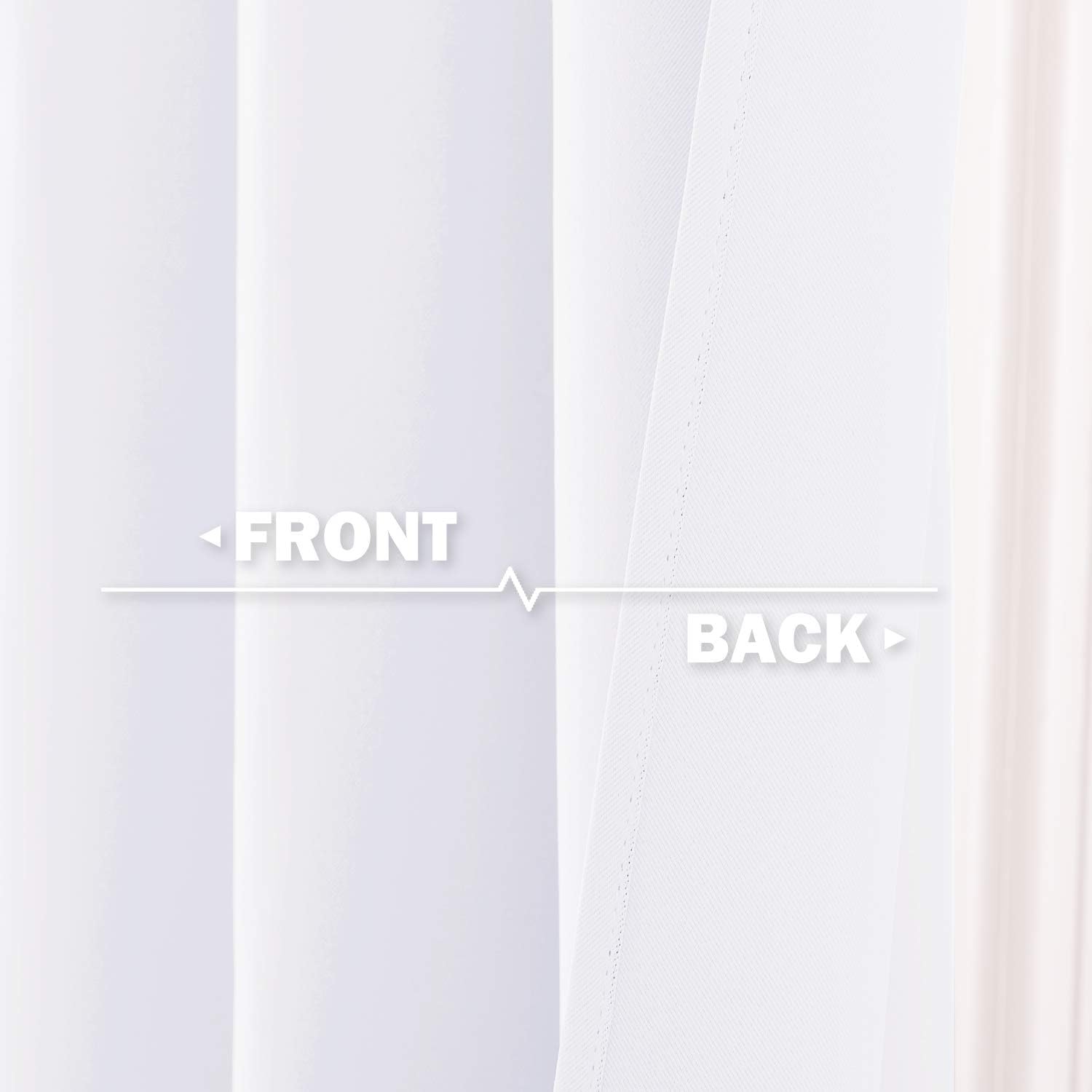 Close-up of white curtain fabric, contrasting the smooth front panel with a visibly textured, denser back layer.