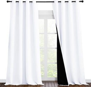 White 100% Blackout Thermal Insulated Window Drapes (Pair)