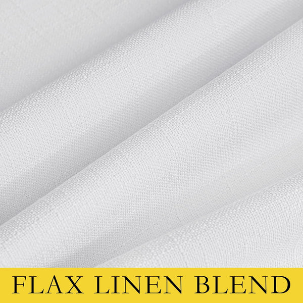 Textured white flax linen blend fabric swatch with visible weave and gentle folds.
