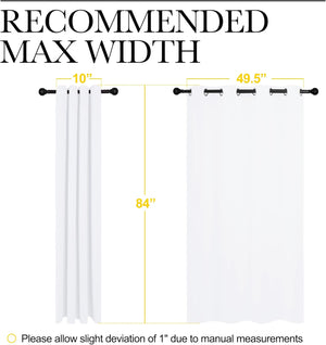 White grommet top curtain panel displayed with its 49.5-inch extended width and 84-inch standard length.