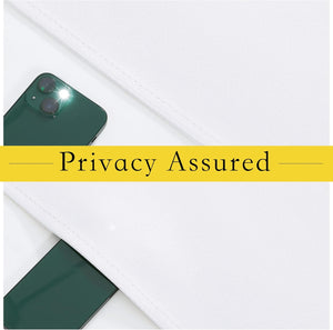 White fabric demonstrating privacy, obscuring a smartphone with its flashlight on.