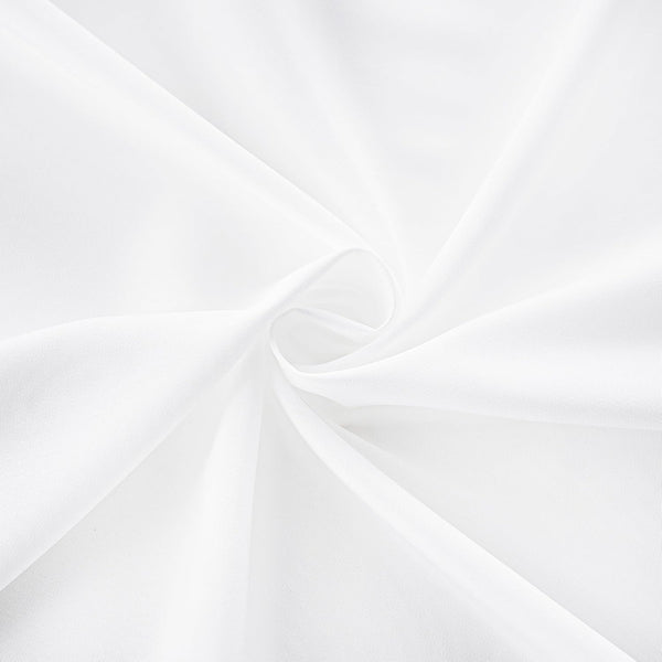Pure white sheer chiffon fabric elegantly swirled, highlighting its soft, flowing drape and subtle texture.