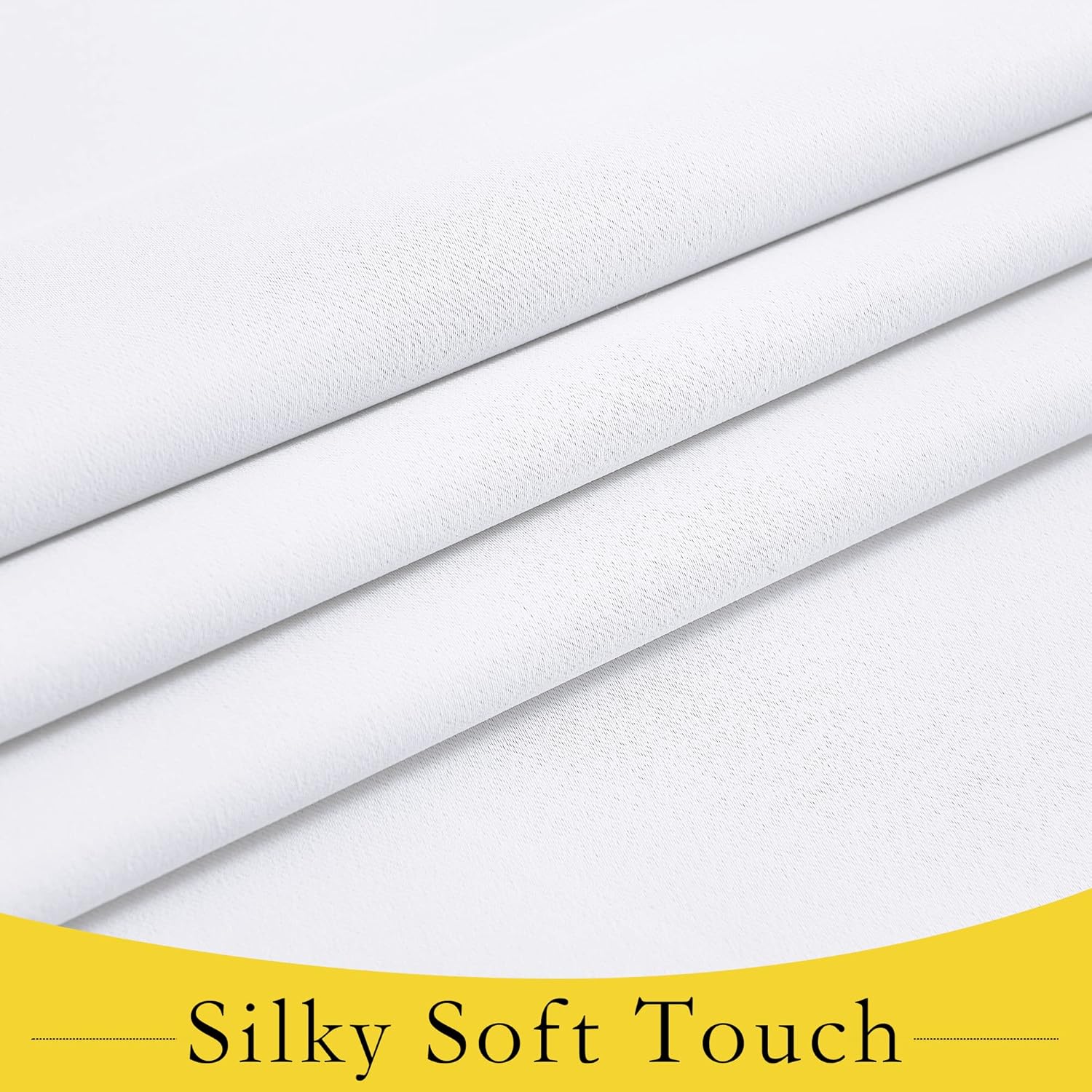 A close-up view of pure white fabric displaying a silky soft texture with subtle weave and elegant folds.